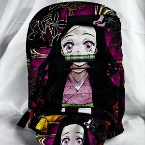Anime-Inspired Backpack - Black and Purple